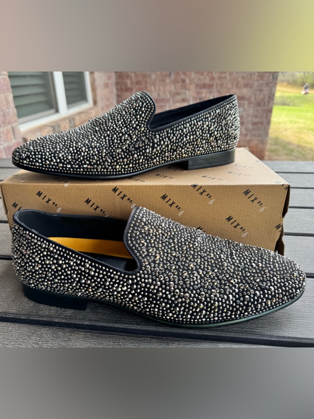 Mix No. 6 Black Loafers with Silver Stud Embellishment